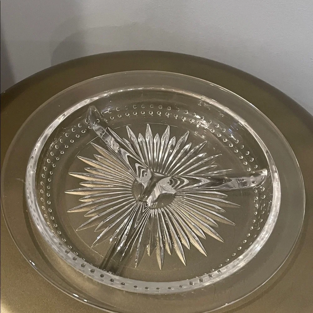 Clear Glass Starburst serving 3 tier Plate
